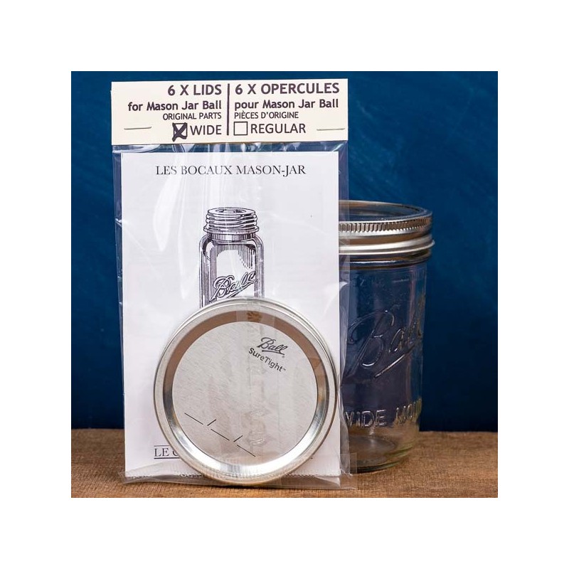 WIDE Mouth Jar Lids Set of 6