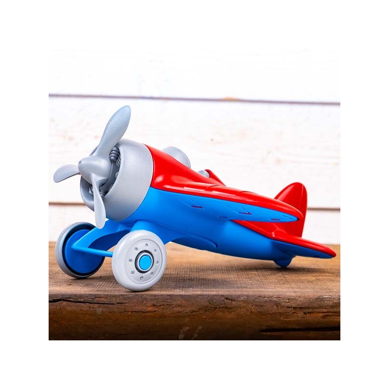 Green Toys Red and Blue Monoplane Plane Toy - Made in USA
