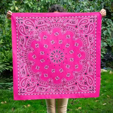 Giant bandana XXL Hot Pink paisley pattern Made in USA