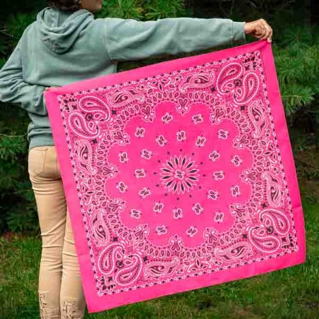 Giant bandana XXL Hot Pink paisley pattern Made in USA