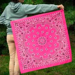 Bandana géant XXL rose vif motif cachemire made in USA