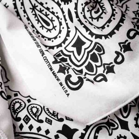Giant bandana XXL White paisley pattern Made in USA