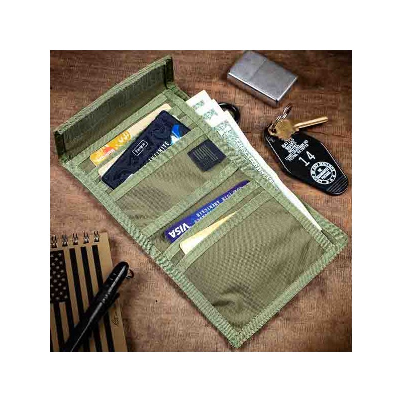 Portefeuille porte-cartes MIS vert armé MADE IN USA