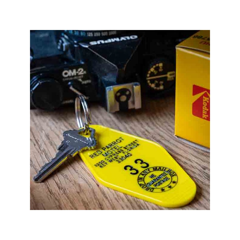 MOTEL KEY TAG  RED PARROT MOTEL made in USA