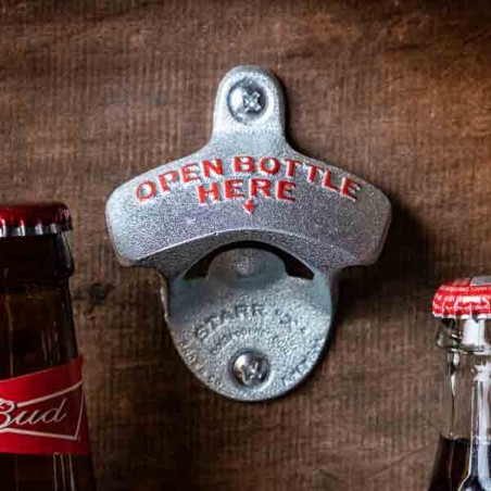 Wall Mount Bottle Opener STARR Open Bottle Here