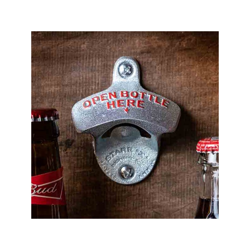 Wall Mount Bottle Opener STARR Open Bottle Here