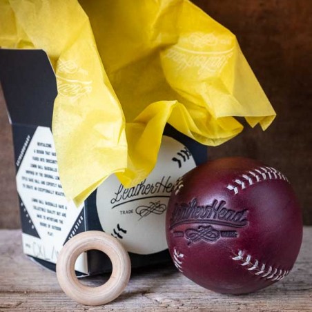 LEMON BALL™ baseball. Horween CXL BURGUNDY Leather made in USA