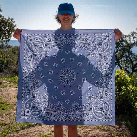 Giant bandana XXL chambray paisley pattern Made in USA