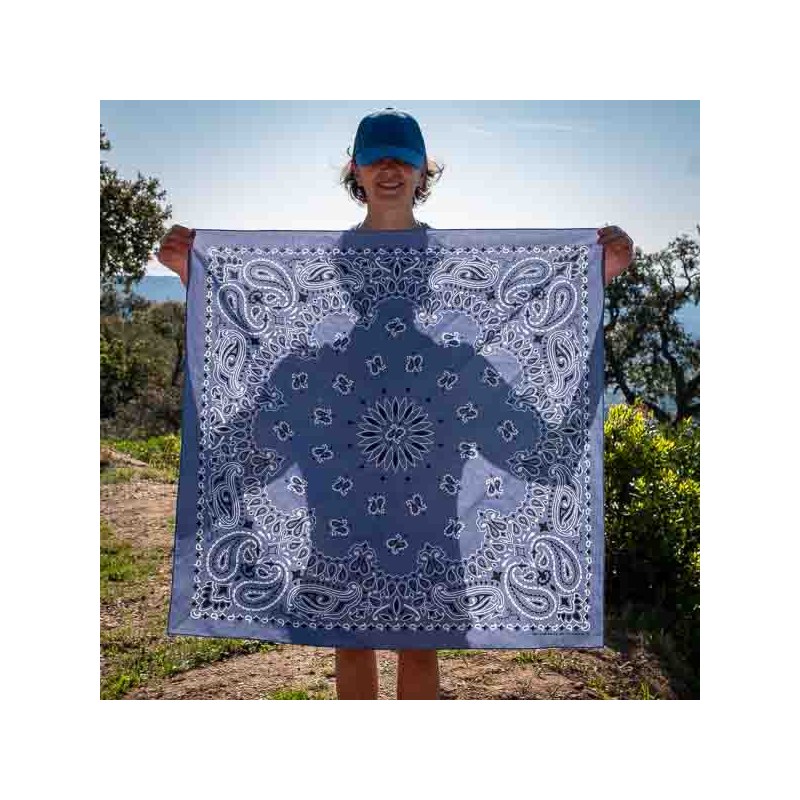 Giant bandana XXL chambray paisley pattern Made in USA