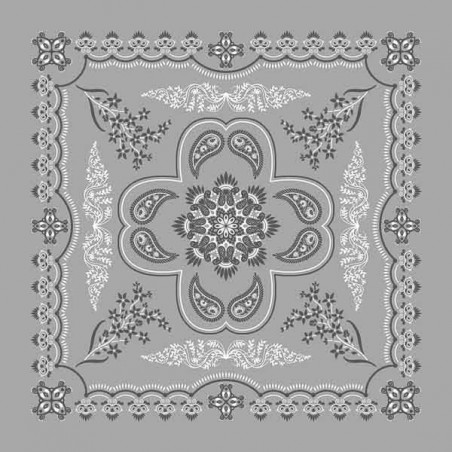 Big bandana XL grey flower paisley pattern Made in USA