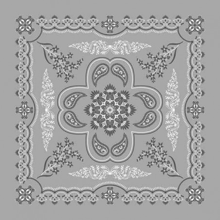 Big Bandana XL motif cachemire flower Gris made in USA