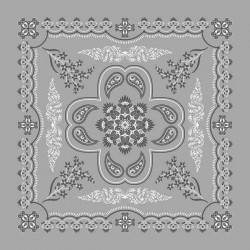 Big bandana XL grey flower paisley pattern Made in USA