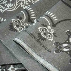 Big bandana XL grey flower paisley pattern Made in USA