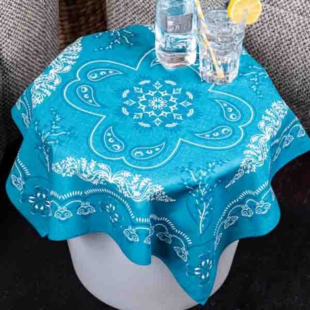 Big Bandana XL motif cachemire flower Bleu Canard made in USA
