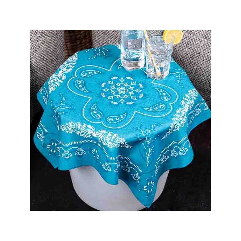 Big Bandana XL motif cachemire flower Bleu Canard made in USA