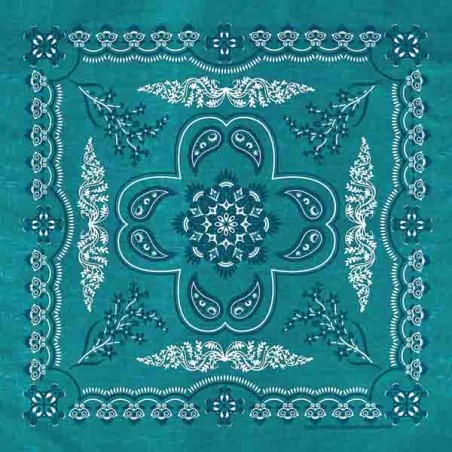 Big bandana XL Mirage Blue flower paisley pattern Made in USA