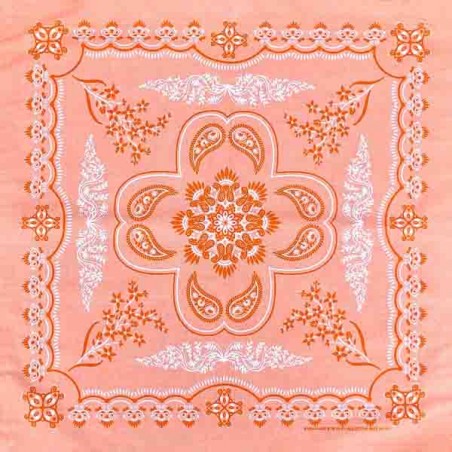 Big bandana XL Coral flower paisley pattern Made in USA