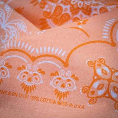 Big Bandana XL motif cachemire flower Pêche-abricot made in USA