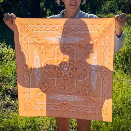 Big bandana XL Coral flower paisley pattern Made in USA