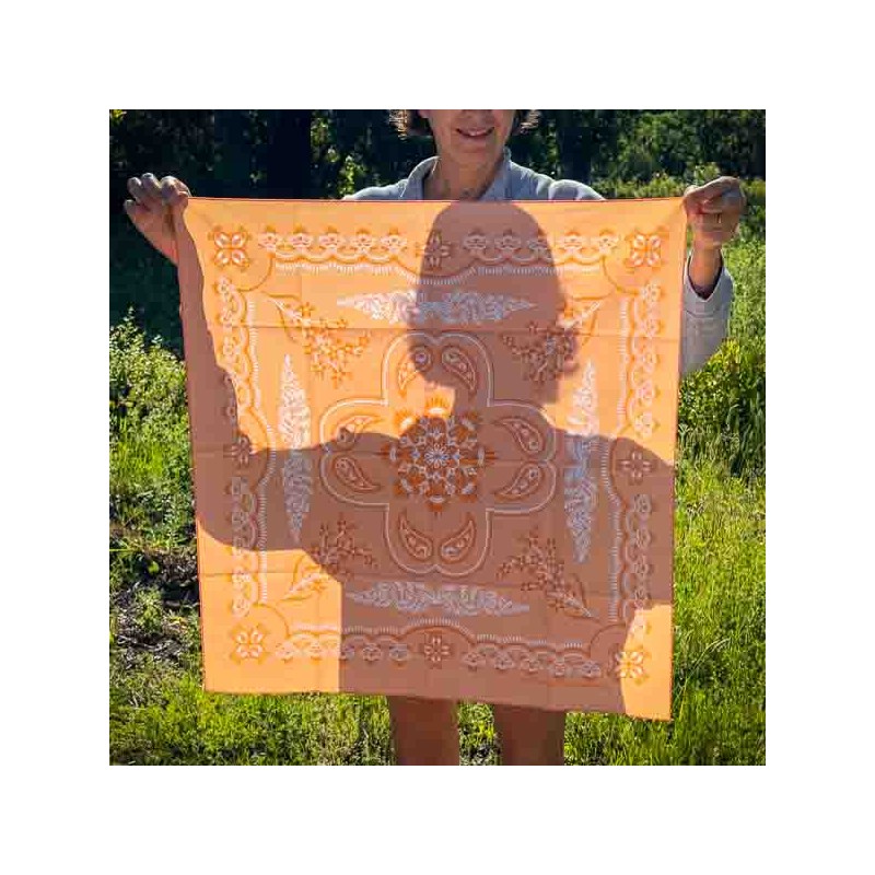 Big bandana XL Coral flower paisley pattern Made in USA