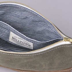 WAXED CANVAS UTILITY ZIPPER POUCH SLATE 9"x5.5"x 2"