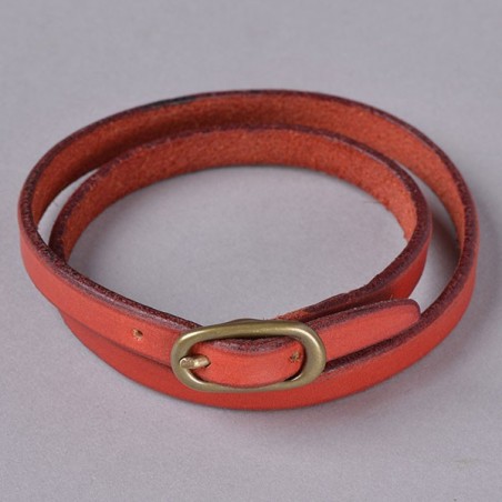 BRACELET CUIR rouge  BOUCLE OVALE by KIKA NY made in USA