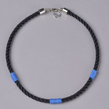 COLLIER MARINE TRESSE NOIR/BLEU made in USA