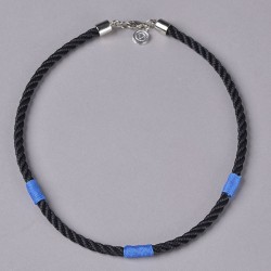 COLLIER MARINE TRESSE NOIR/BLEU made in USA