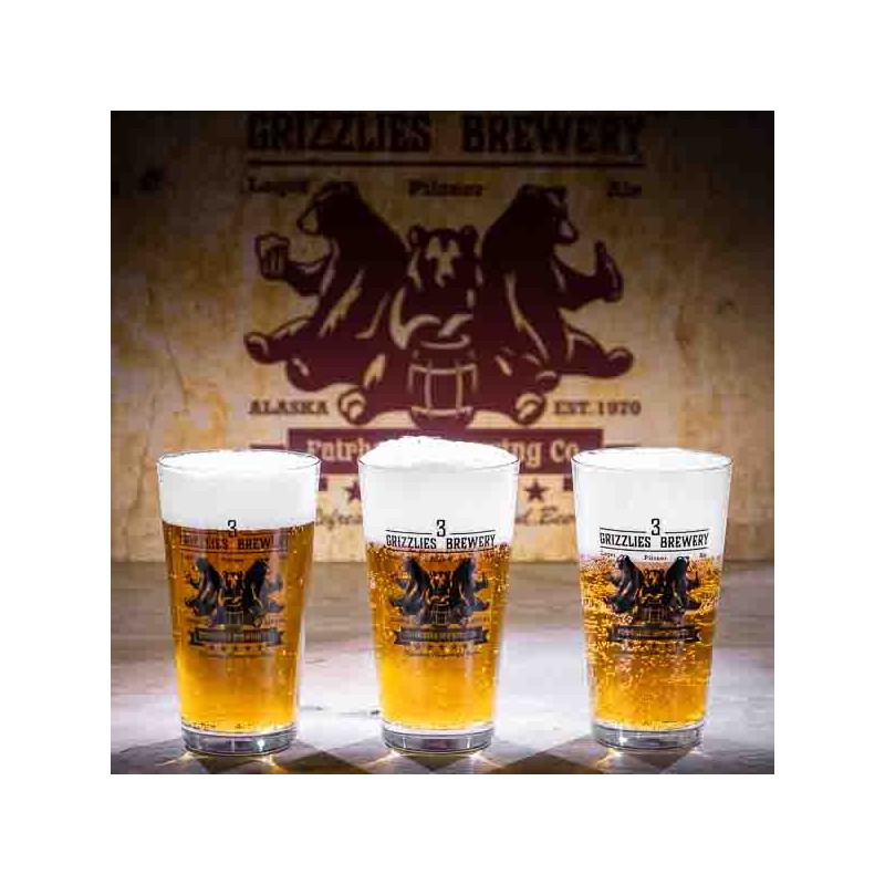 Trio de 3 Verres à bière 3 GRIZZLIES BREWERY