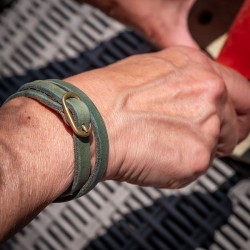 blue green leather bracelet with oval buckle by KIKA NY made in USA