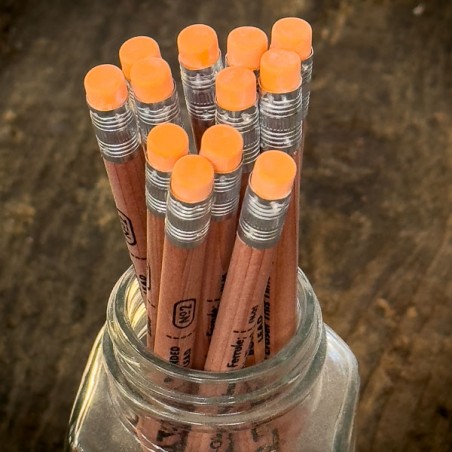 Pack of 6 orange eraser pencils FIELD NOTES Made in USA