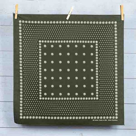 Amarillo Olive Green Cotton Bandana - Made in USA