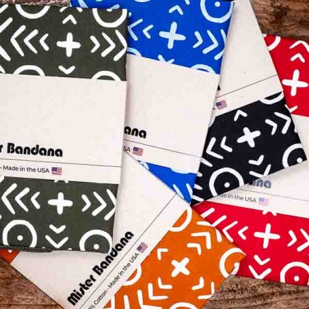 Bandana Mud Cloth XOXO en 5 coloris - Made in USA