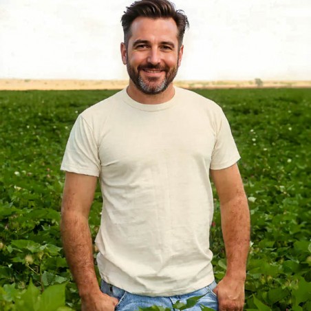 Organic Cotton Short Sleeve Crew Neck Natural Color made in USA