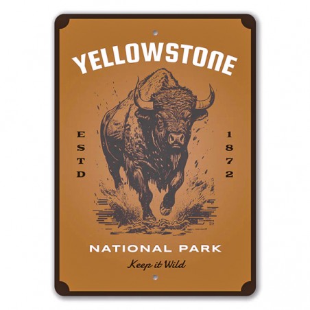 Metal sign Bison Yellowstone Made in USA