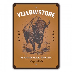 Panneau métal signalétique Bison Yellowstone Made in USA