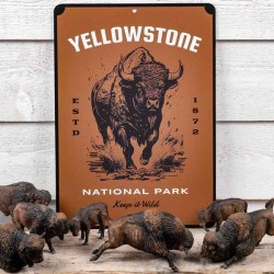 Panneau métal signalétique Bison Yellowstone Made in USA
