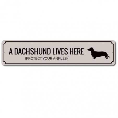 Dachshund lives here Metal Sign Made in USA