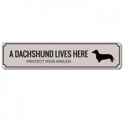 Dachshund lives here Metal Sign Made in USA