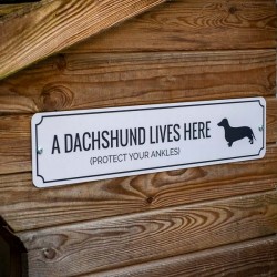 Dachshund lives here Metal Sign Made in USA