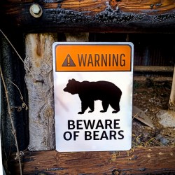 Panneau métal signalétique BEWARE Bears Made in USA