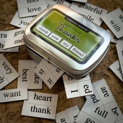 Boîte de mots magnétiques. Théme Thanks – Made in USA
