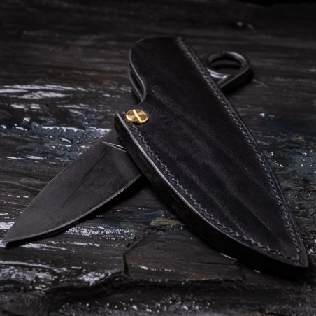 Black leather sheath for Ka-Bar one-piece knife