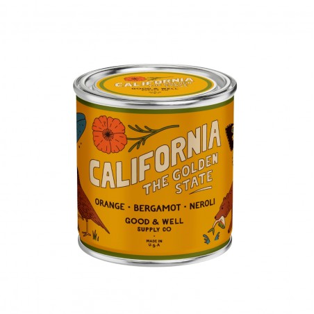 Scented candle in a metal tin – California