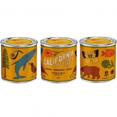 Scented candle in a metal tin – California