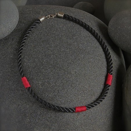 COLLIER MARINE TRESSE NOIR/ROUGE made in USA