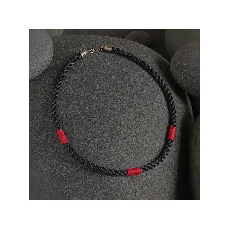 COLLIER MARINE TRESSE NOIR/ROUGE made in USA