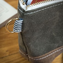 WAXED CANVAS UTILITY ZIPPER POUCH SLATE 9"x5.5"x 2"