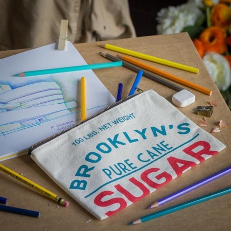 Screen printed canvas zipper pouch - Sugar sack - Made in Brooklyn, NY