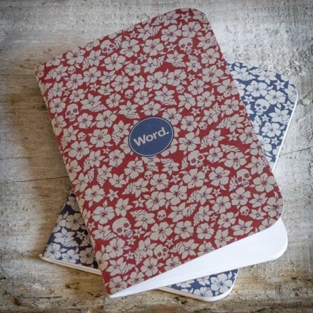 Red Floral and Skulls NOTEBOOK - 3 Pack